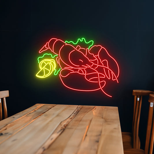 Lobster Open Neon Sign Crawfish Neon Light