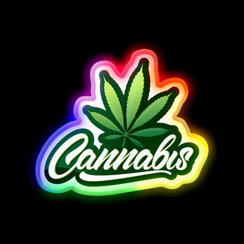 Logo 2 Hemp Inspired Green Leaf Led Neon Sign Rgb Color - LED neon sign close-up detail