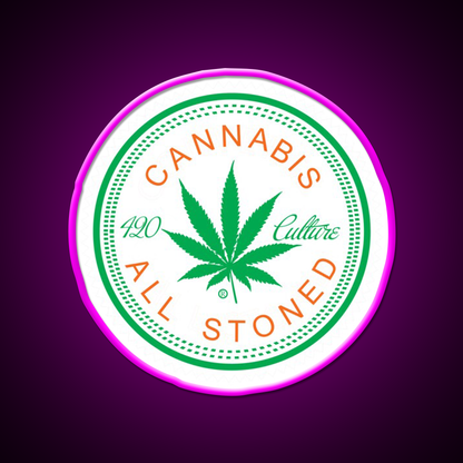 Logorythm Hemp Inspired Green Leaf Led Neon Sign Rgb Color - Neon sign mounted on wall in room