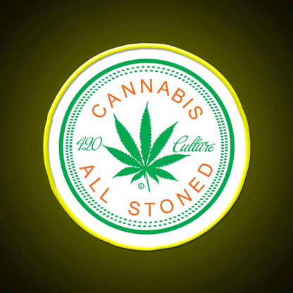 Logorythm Hemp Inspired Green Leaf Led Neon Sign Rgb Color - Custom LED neon sign front view