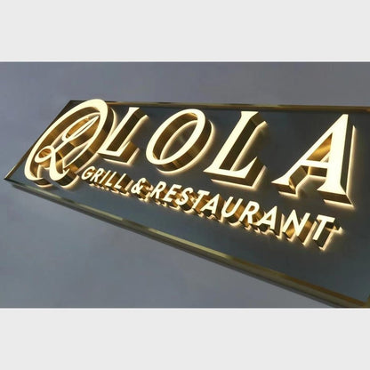 Lola Grill Restaurant With Panel 3D Frontlit And Backlit Channel Letter Led Light Sign - Shineneon