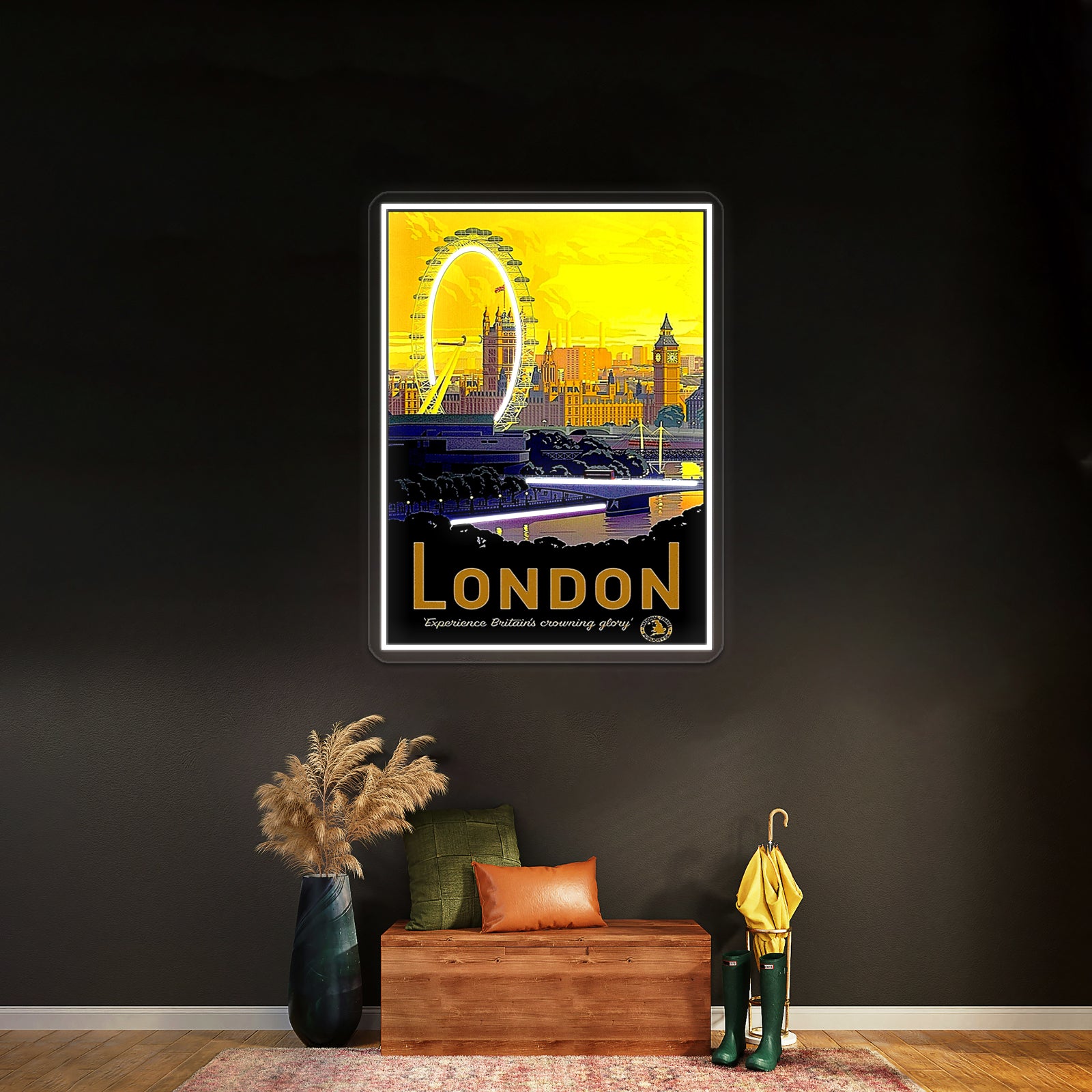 London Vintage Travel And Tourism Print Wall Artwork Neon Signs | Shineneon
