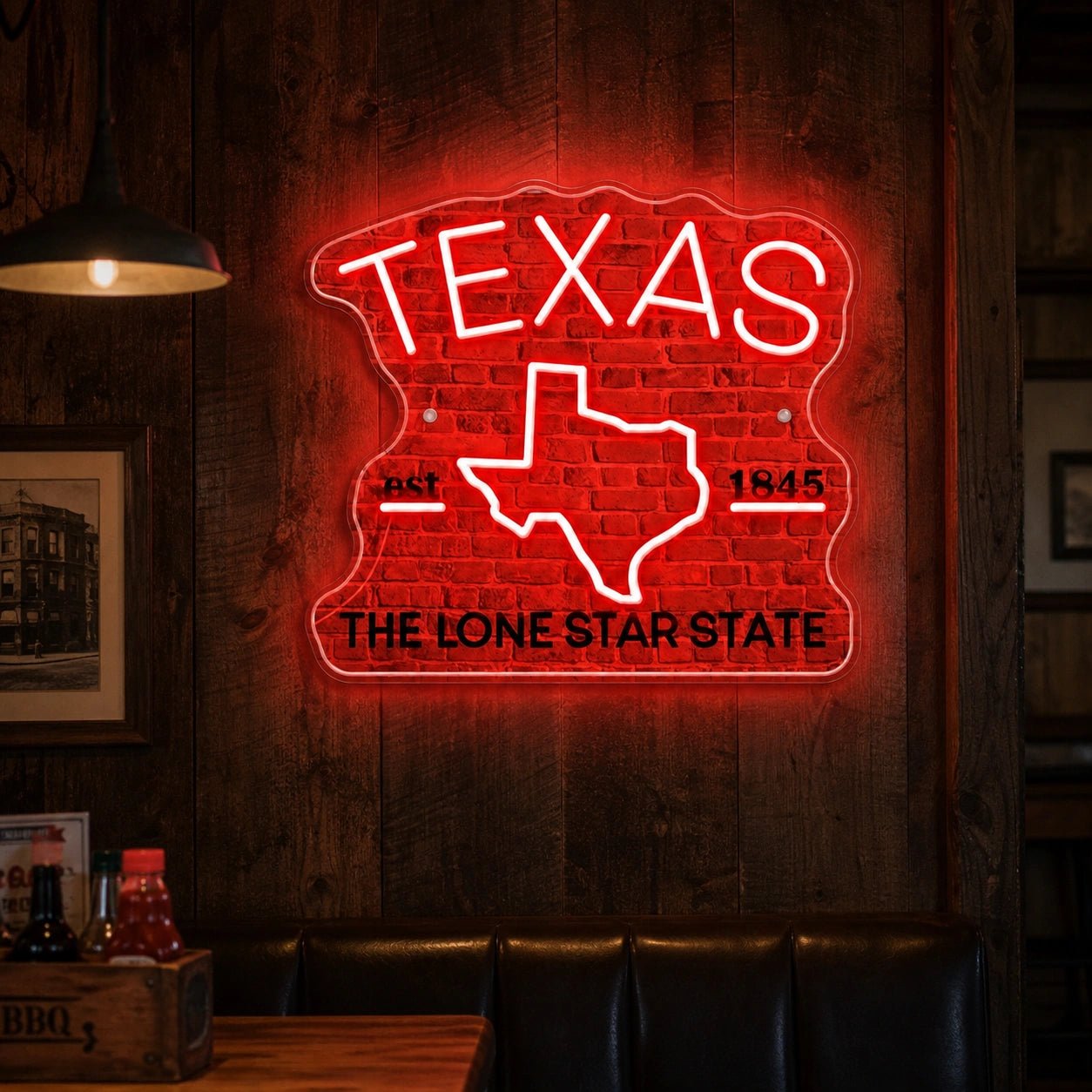 Lone Star State Texas Map Vintage LED Neon Sign - Shineneon