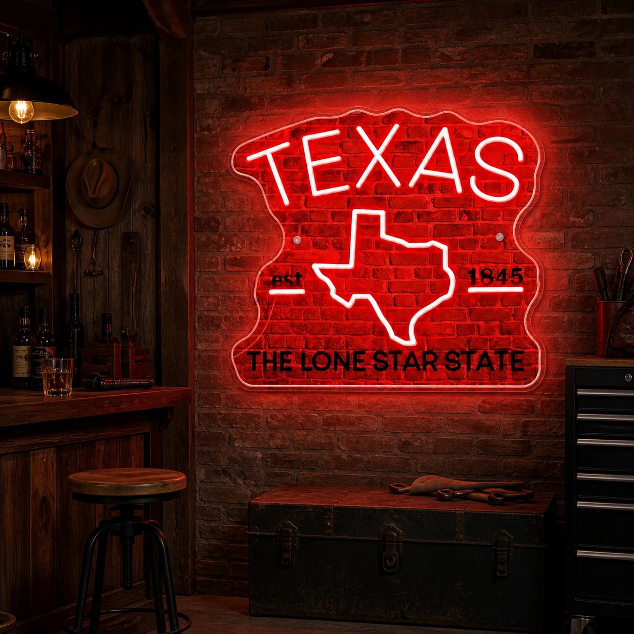 Lone Star State Texas Map Vintage LED Neon Sign - Shineneon