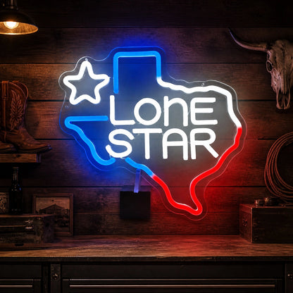 Lone Star Text Texas Outline Garage Neon Sign Vintage LED Neon Sign high-converting product image