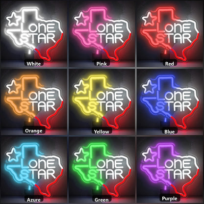 Lone Star Text Texas Outline Garage Neon Sign Vintage LED Neon Sign color grid