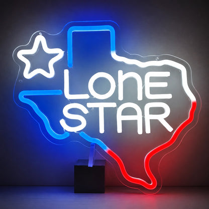 Lone Star Text Texas Outline Garage Neon Sign Vintage LED Neon Sign main product image