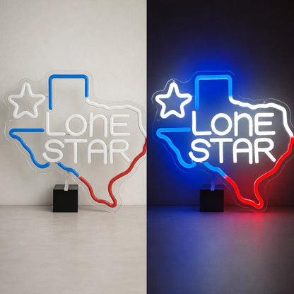 Lone Star Text Texas Outline Garage Neon Sign Vintage LED Neon Sign - Shineneon