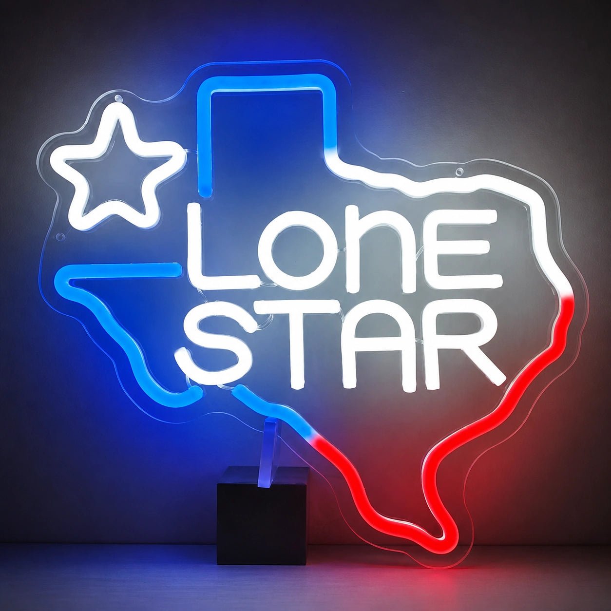 Lone Star Text Texas Outline Garage Neon Sign Vintage LED Neon Sign - Shineneon