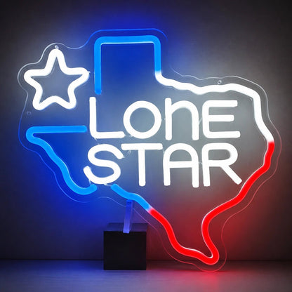 Lone Star Text Texas Outline Garage Neon Sign Vintage LED Neon Sign - Shineneon