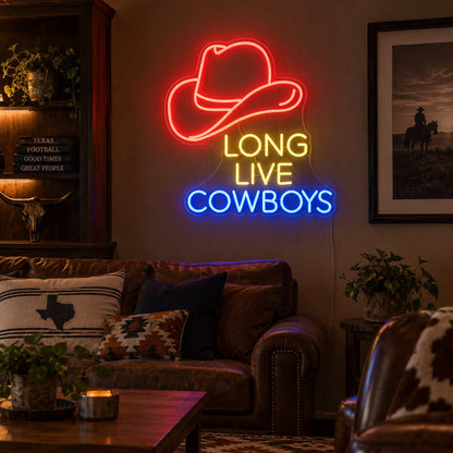 Long Live Cowboys Hat LED Neon Sign Garage Neon Sign - Shineneon