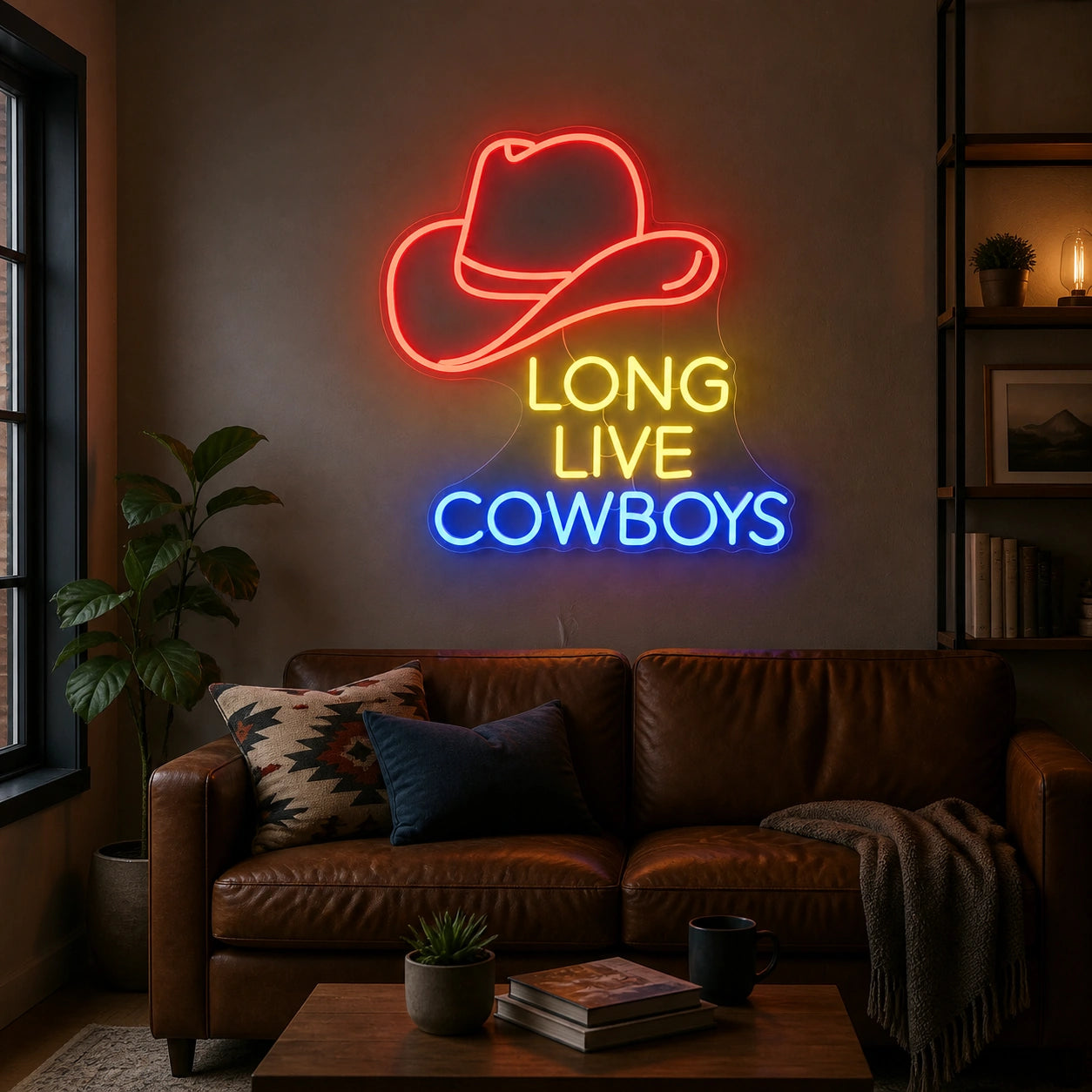 Long Live Cowboys Hat Vintage LED Neon Sign size image