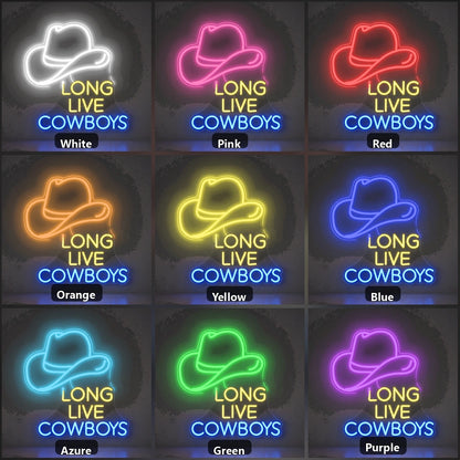 Long Live Cowboys Hat Vintage LED Neon Sign color grid