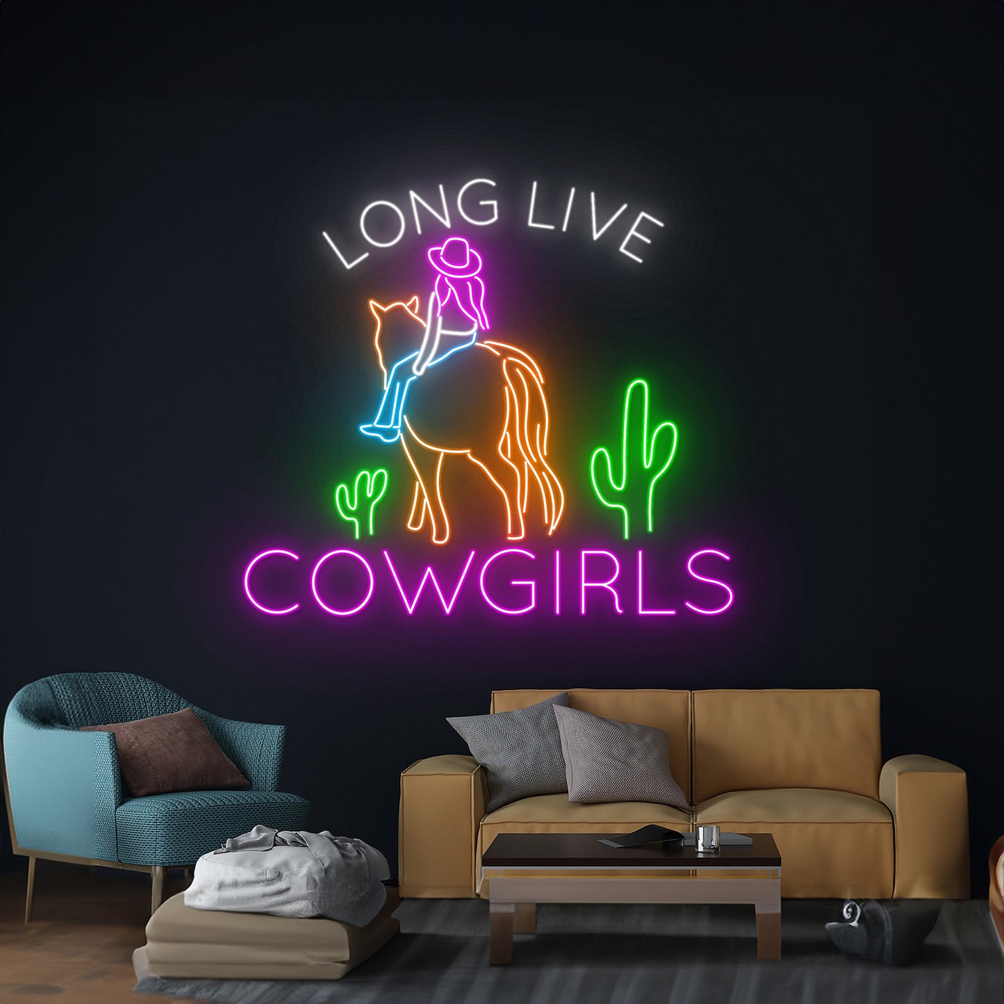 Long Live Cowgirls Neon Sign Cowboy Girl Led Light