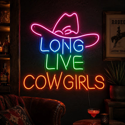 Long Live Cowgirls Neon Sign Wall Art LED Neon Sign real lifestyle scene