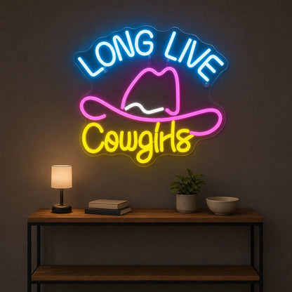 Long Live Cowgirls With Cowboy Hat LED Neon Sign - Shineneon