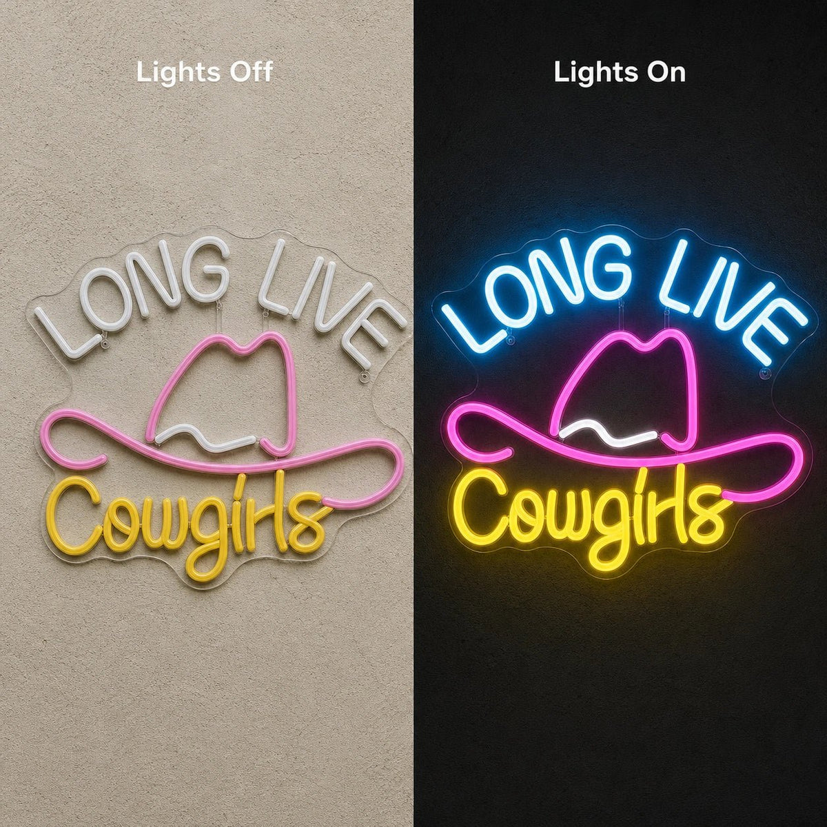 Long Live Cowgirls With Cowboy Hat LED Neon Sign - Shineneon