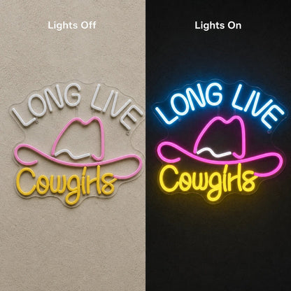 Long Live Cowgirls With Cowboy Hat LED Neon Sign - Shineneon