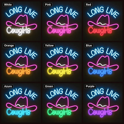 Long Live Cowgirls With Cowboy Hat LED Neon Sign - Shineneon