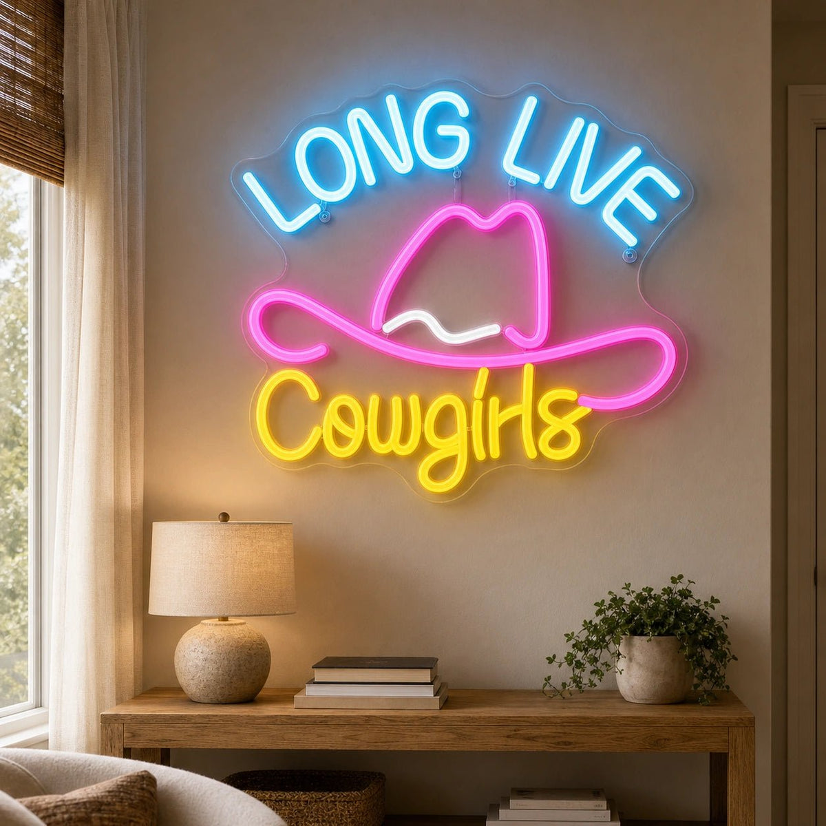 Long Live Cowgirls With Cowboy Hat LED Neon Sign - Shineneon
