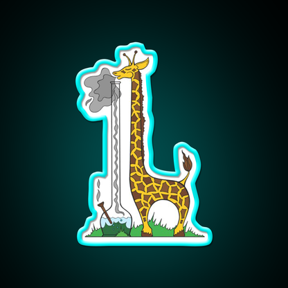 Long Long Giraffe Bong Hemp Inspired Green Leaf Led Neon Sign Rgb Color - Size and dimension reference