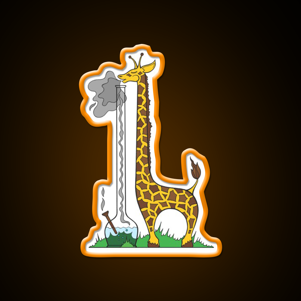 Long Long Giraffe Bong Hemp Inspired Green Leaf Led Neon Sign Rgb Color - LED neon sign view 6