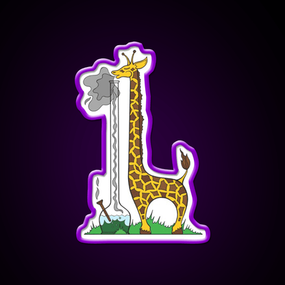 Long Long Giraffe Bong Hemp Inspired Green Leaf Led Neon Sign Rgb Color - Shineneon