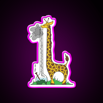 Long Long Giraffe Bong Hemp Inspired Green Leaf Led Neon Sign Rgb Color - Shineneon