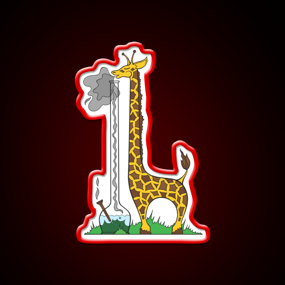 Long Long Giraffe Bong Hemp Inspired Green Leaf Led Neon Sign Rgb Color - Shineneon