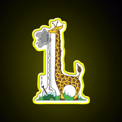 Long Long Giraffe Bong Hemp Inspired Green Leaf Led Neon Sign Rgb Color - Custom LED neon sign front view