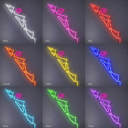 Long Mountain Ridge And Sun LED Neon Sign color grid