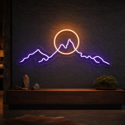 Long Mountain Ridge And Sun Man Cave LED Neon Sign high-converting product image