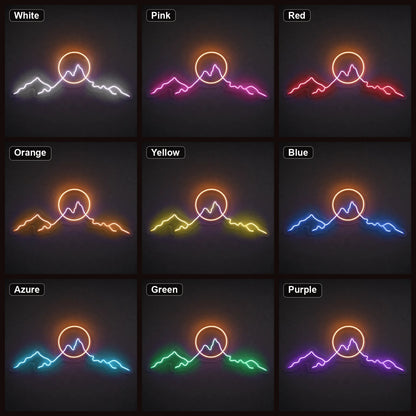 Long Mountain Ridge And Sun Man Cave LED Neon Sign - Shineneon