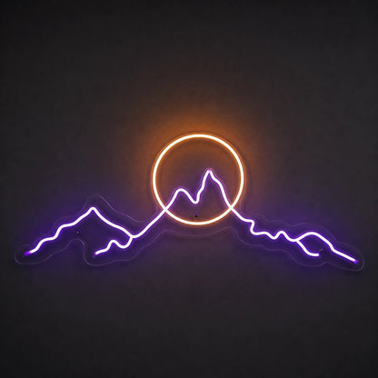 Long Mountain Ridge And Sun Man Cave LED Neon Sign - Shineneon