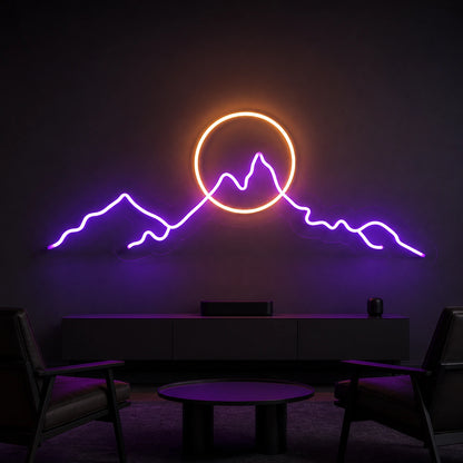 Long Mountain Ridge And Sun Man Cave LED Neon Sign Home Garage Wall Decoration size image