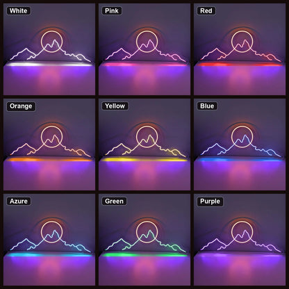 Long Mountain Ridge And Sun Man Cave LED Neon Sign Home Garage Wall Decoration color grid