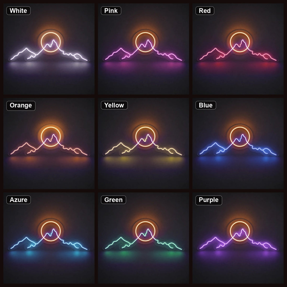 Long Mountain Ridge And Sun Man Cave LED Neon Sign Man Cave Neon Sign - Shineneon