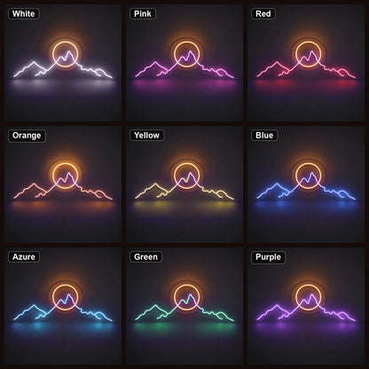 Long Mountain Ridge And Sun Man Cave LED Neon Sign Man Cave Neon Sign - Shineneon