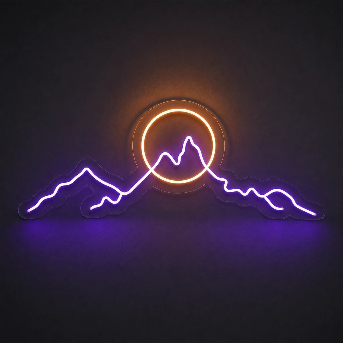 Long Mountain Ridge And Sun Man Cave LED Neon Sign Man Cave Neon Sign - Shineneon