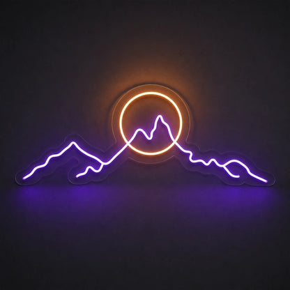 Long Mountain Ridge And Sun Man Cave LED Neon Sign Man Cave Neon Sign - Shineneon