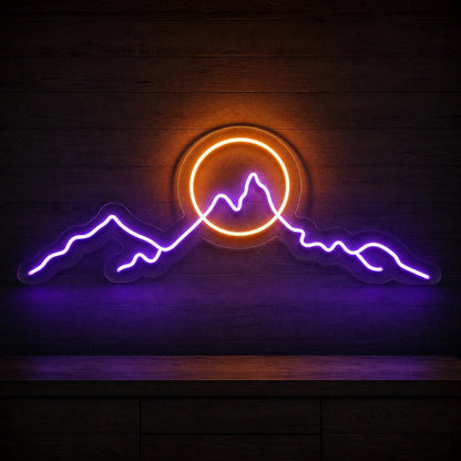 Long Mountain Ridge And Sun Man Cave LED Neon Sign Man Cave Neon Sign - Shineneon