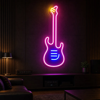 Long Neck Electric Guitar LED Neon Sign high-converting product image