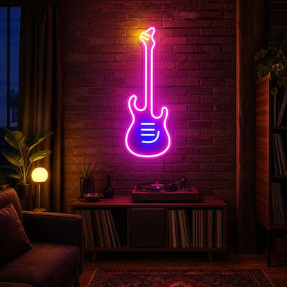 Long Neck Electric Guitar LED Neon Sign - Shineneon