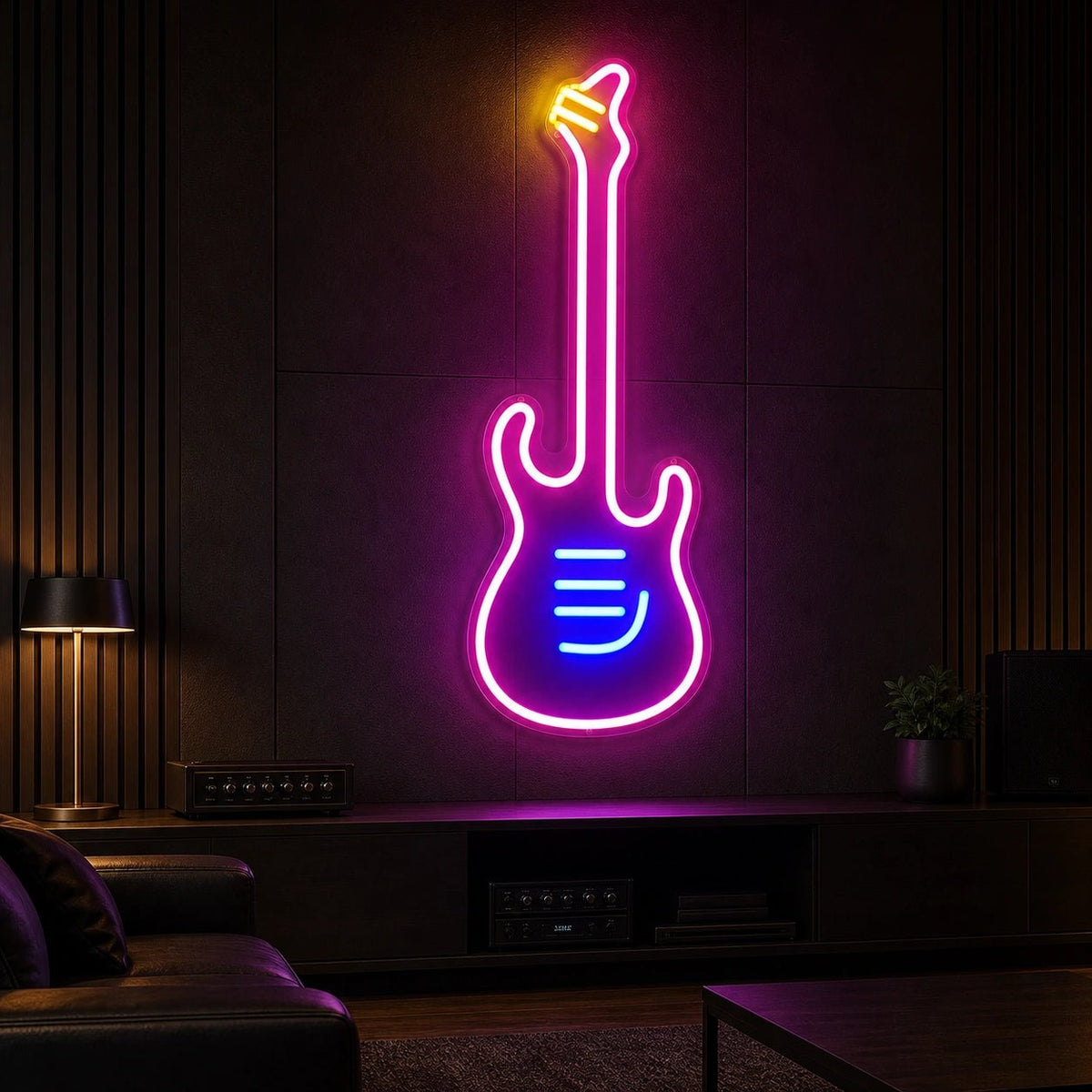 Long Neck Electric Guitar LED Neon Sign - Shineneon