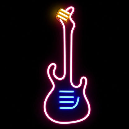 Long Neck Electric Guitar LED Neon Sign Home Garage Wall Decoration - Shineneon