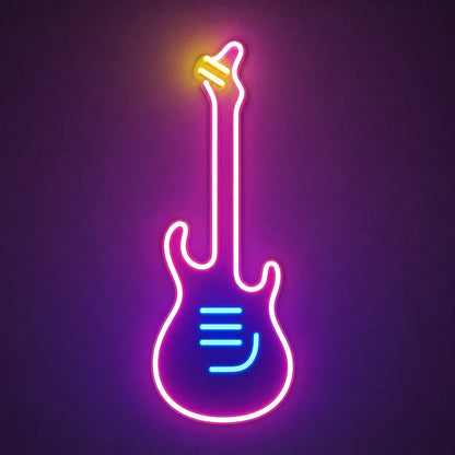Long Neck Electric Guitar LED Neon Sign Man Cave Neon Sign main product image