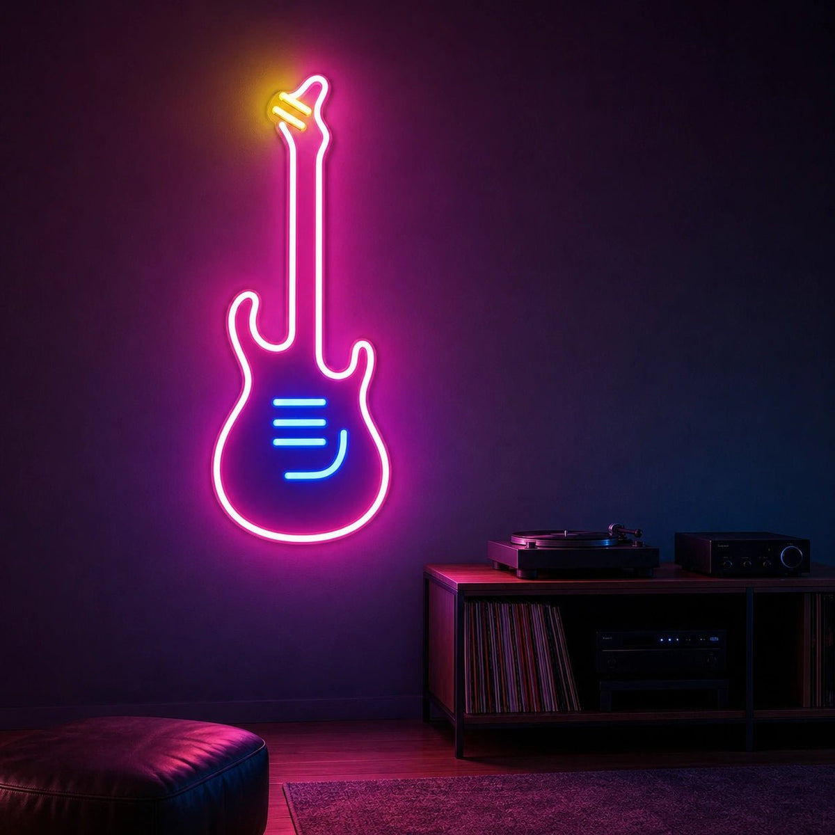 Long Neck Electric Guitar LED Neon Sign Man Cave Neon Sign - Shineneon