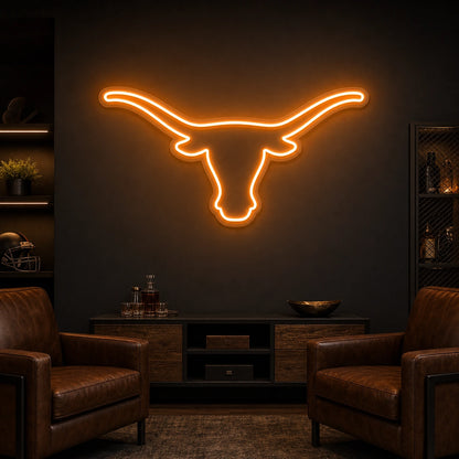 Longhorn Bull Head Man Cave LED Neon Sign Home Garage Wall Decoration size image