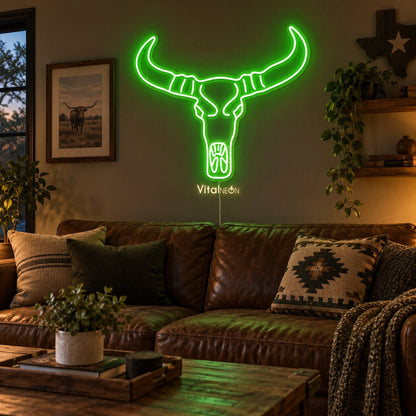 Longhorn Bull Skull Wall Decor LED Neon Sign - Shineneon
