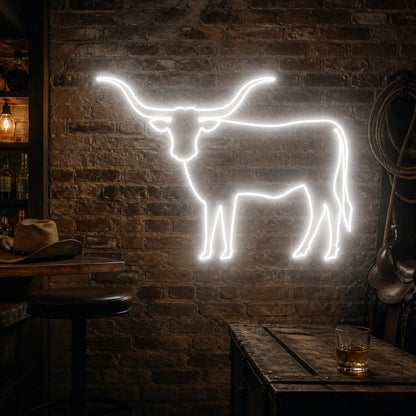 Longhorn Cattle Couch Cowboy Hat Vintage LED Neon Sign - Shineneon